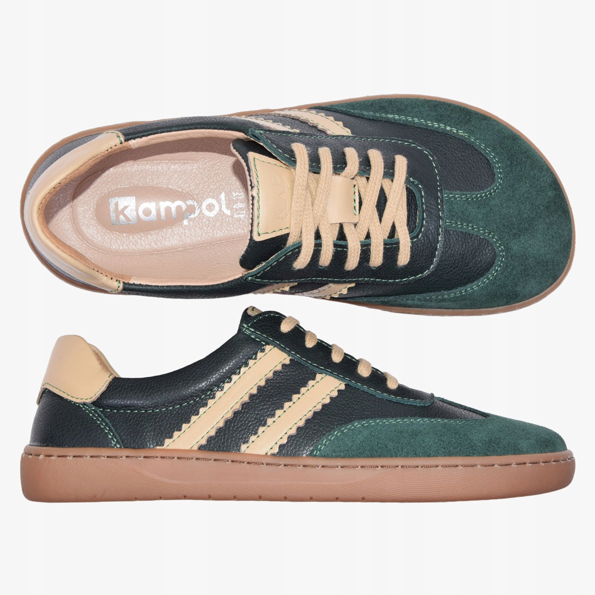 Buty Barefoot Sneakersy Skóra Minimalistyczne Damskie Szerokie Zielone 38