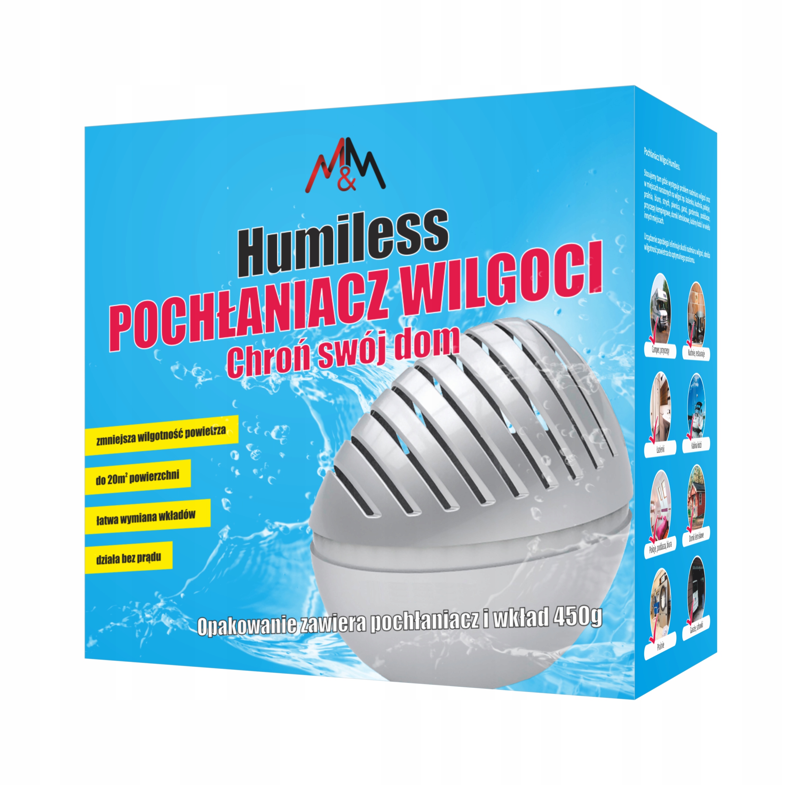 

Pochłaniacz Wilgoci Osuszacz 4x Wkład 450g Mocny