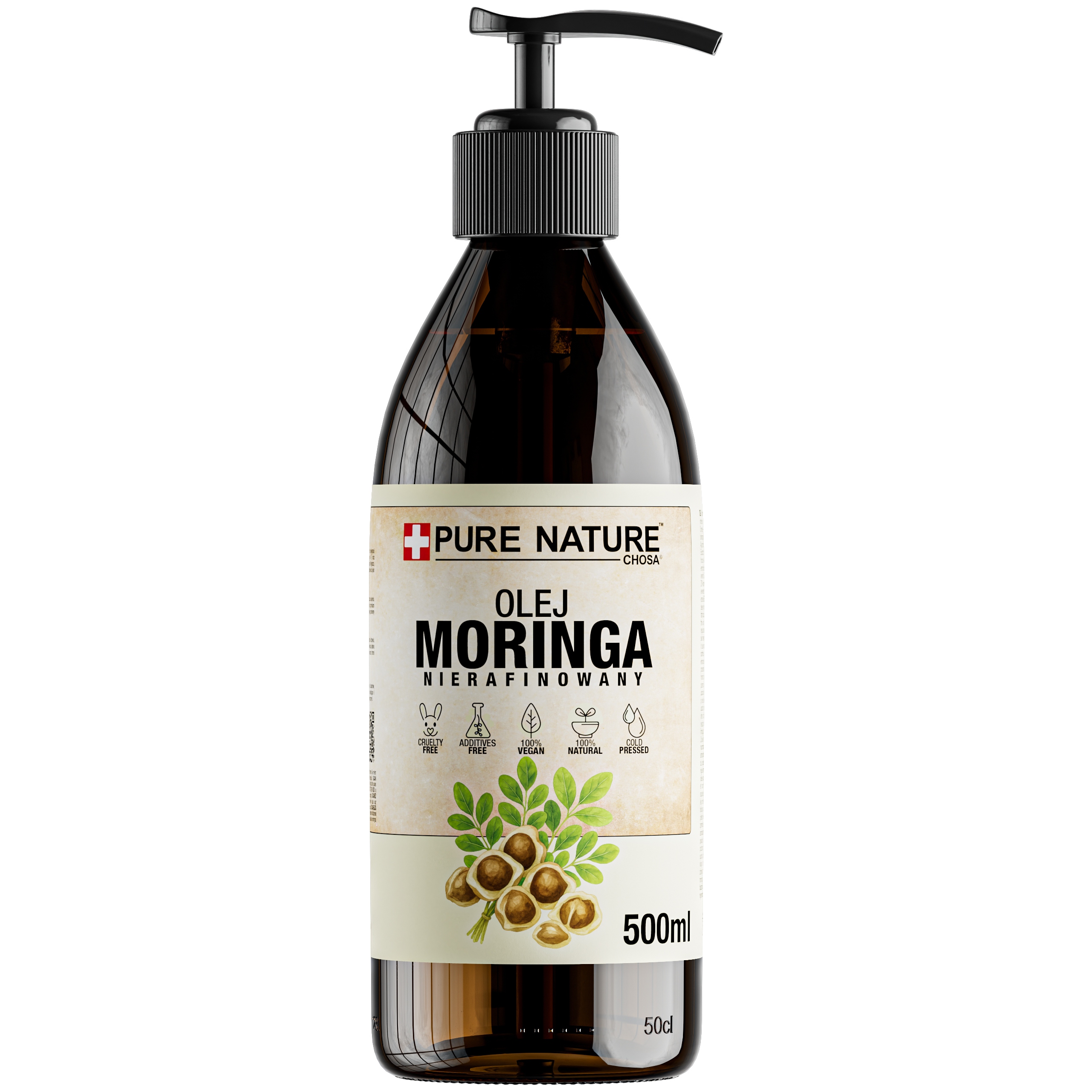 Moringa Olej Přírodní Nerafinovaný Za Studena Lisovaný Dávkovač 0,5 l