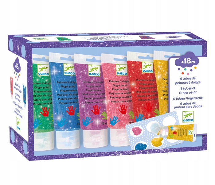 DJECO ZESTAW FARB DO MALOWANIA PALCAMI BROKAT