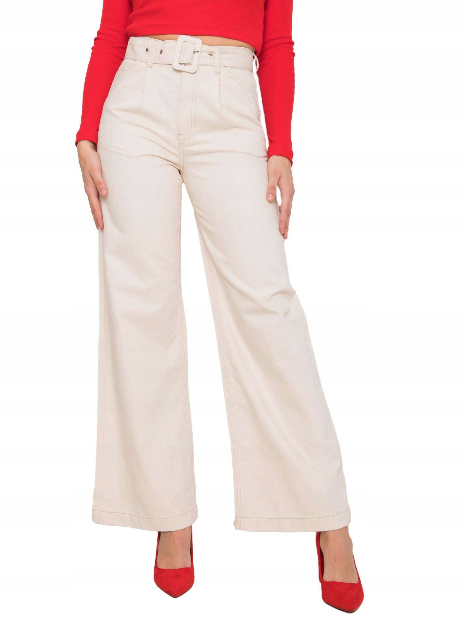 

Jeansy damskie z paskiem proste nogawki - 36