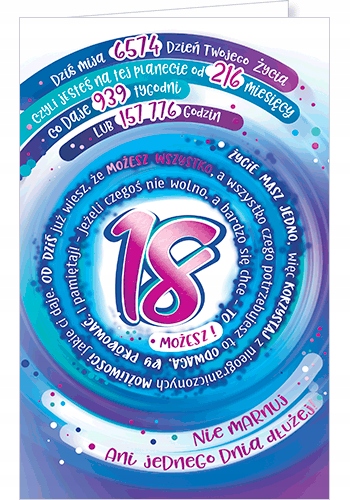 

Kartki z życzeniami na 18 urodziny pomysłowe ST6