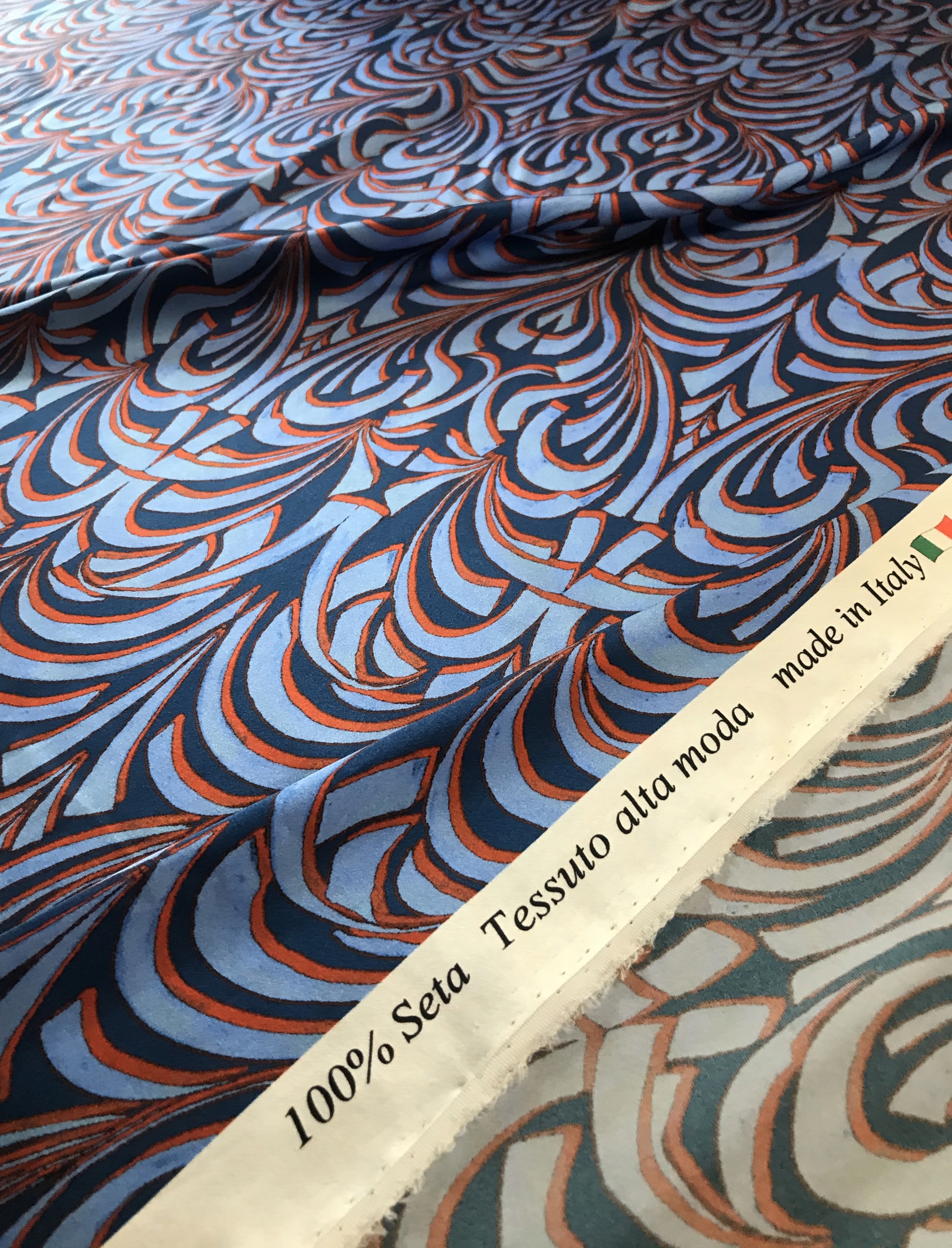 Italské Elastické Hedvábí Přírodní Krásný Vzor 100% Seta Di Alta Moda
