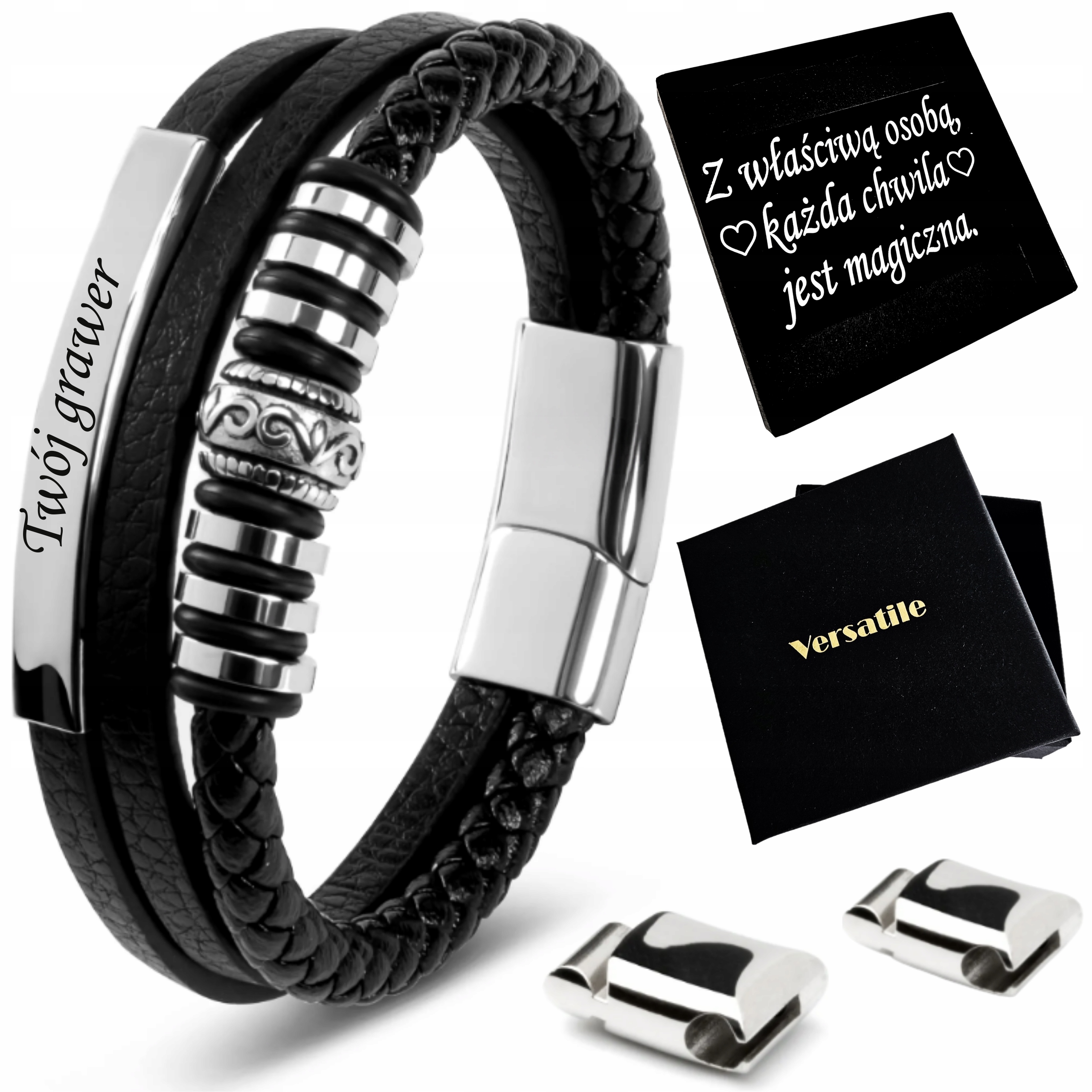 Pánský Náramek Gravírování Bonus , Stříbrný, Nastavitelný 21-24CM!