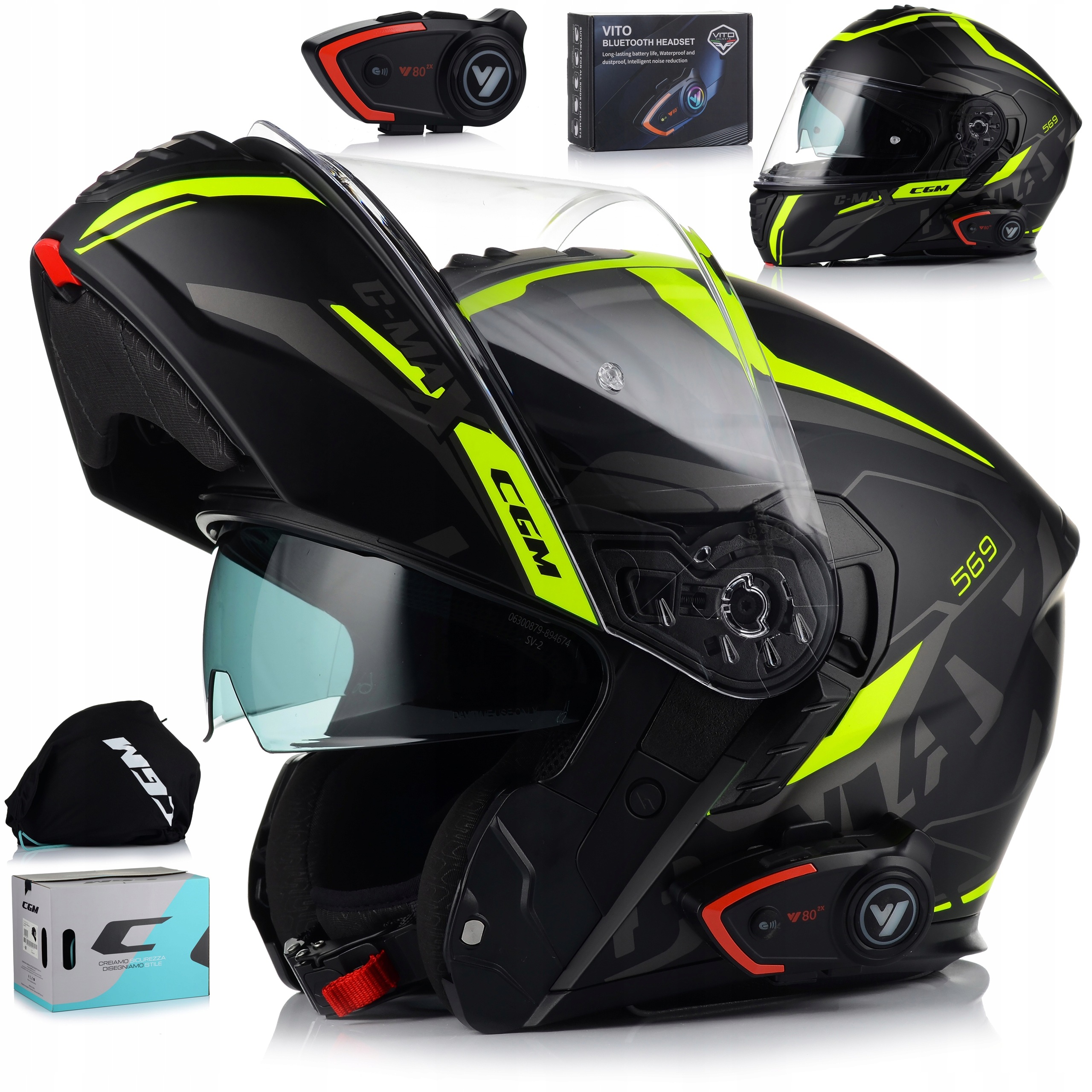 Motocyklová prilba Cgm 569G C-max P/j čeľusťová interkom Blenda