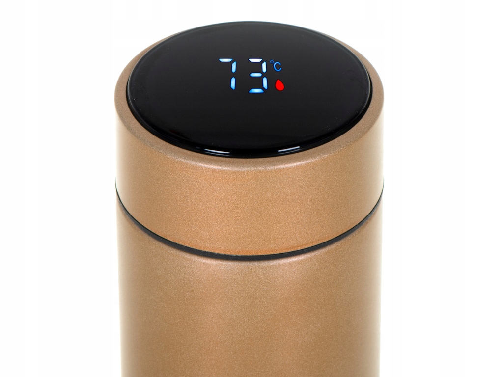 KUBEK TERMICZNY TERMOS SMART NA HERBATĘ KAWĘ Z WYŚWIETLACZEM ZŁOTY 500ML Marka Ikonka