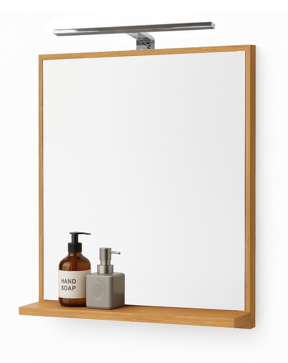 Zrcadlo koupelnové zrcadlo obdélníkové 60x70 cm s Led podsvícením sonoma