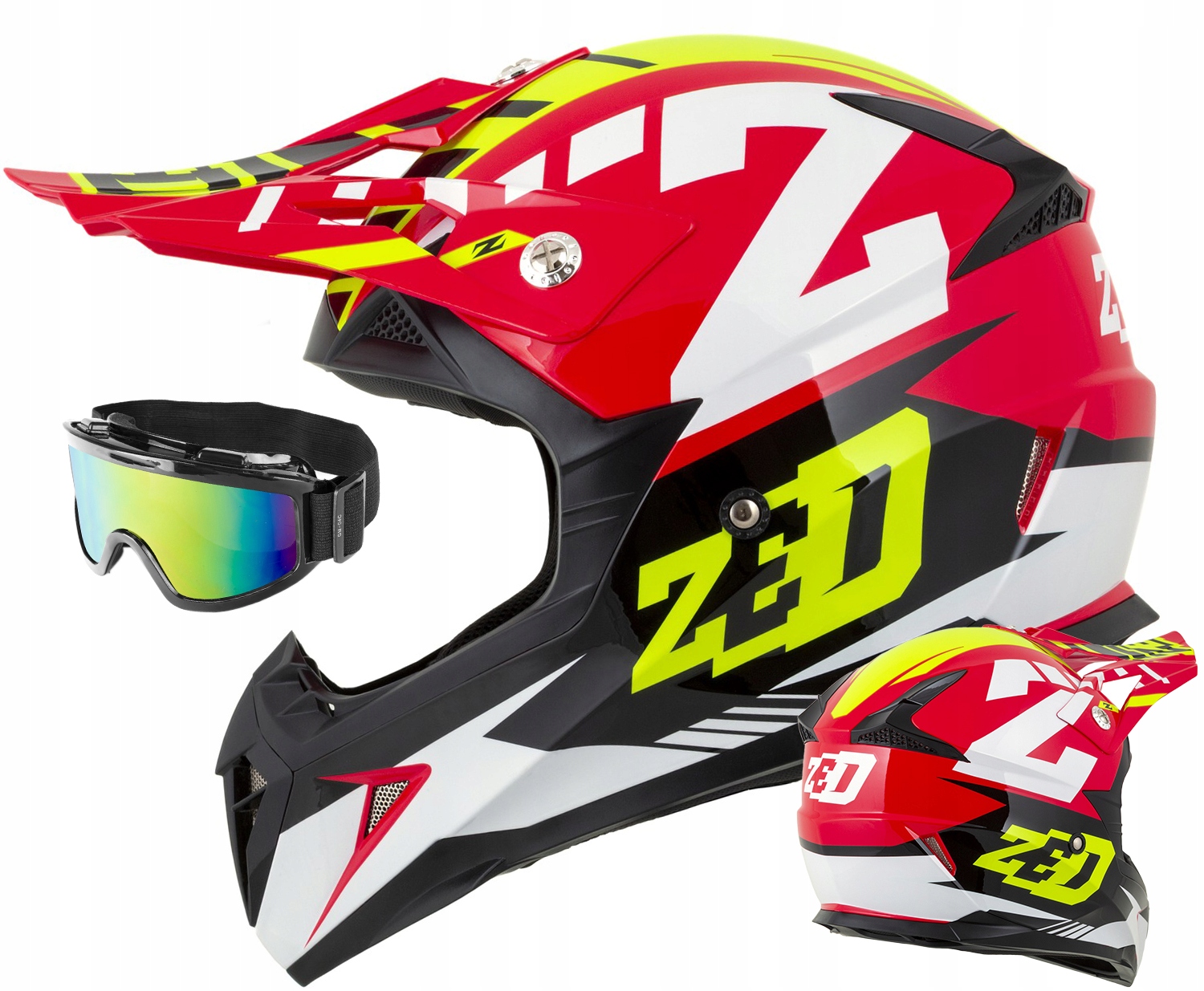 Motocyklová prilba Zed X1 detská cross štvorkolka enduro Atest Okuliare L 51-52 cm