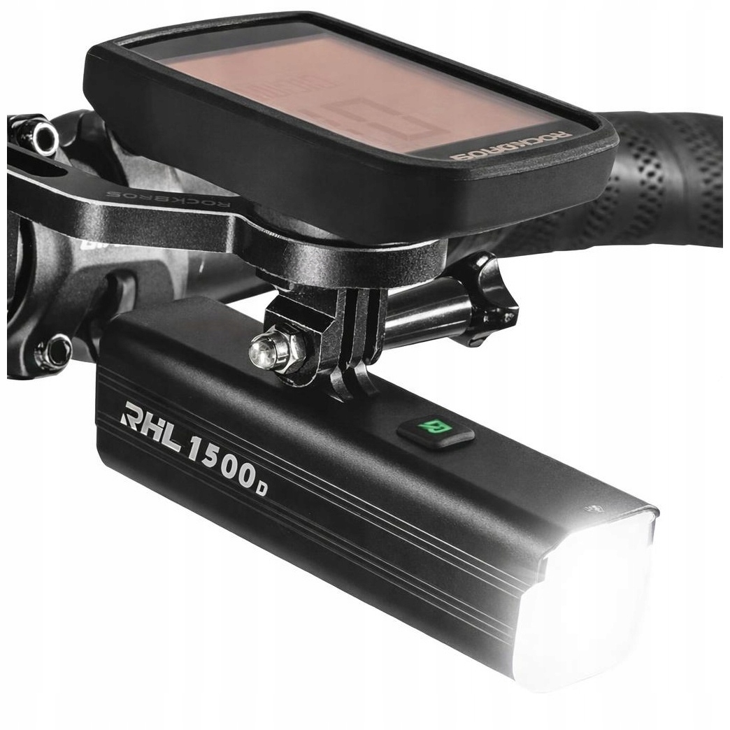 Lampka rowerowa przednia mocna 1500 lm, czujnik zmierzchu do Garmin, GoPro