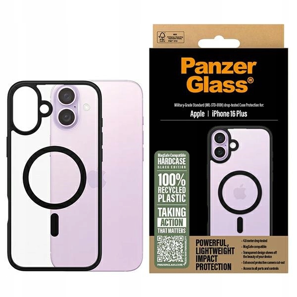 Pouzdro pro PanzerGlass HardCase iPhone 16 Plus 6.7", černé/černé, MagSafe 1303