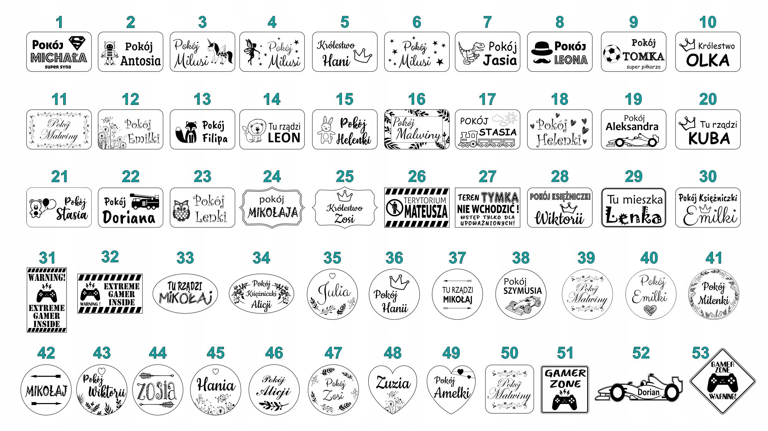 podklejona TABLICZKA NA DRZWI pokoju dziecka imię Głębokość produktu 0.16 cm