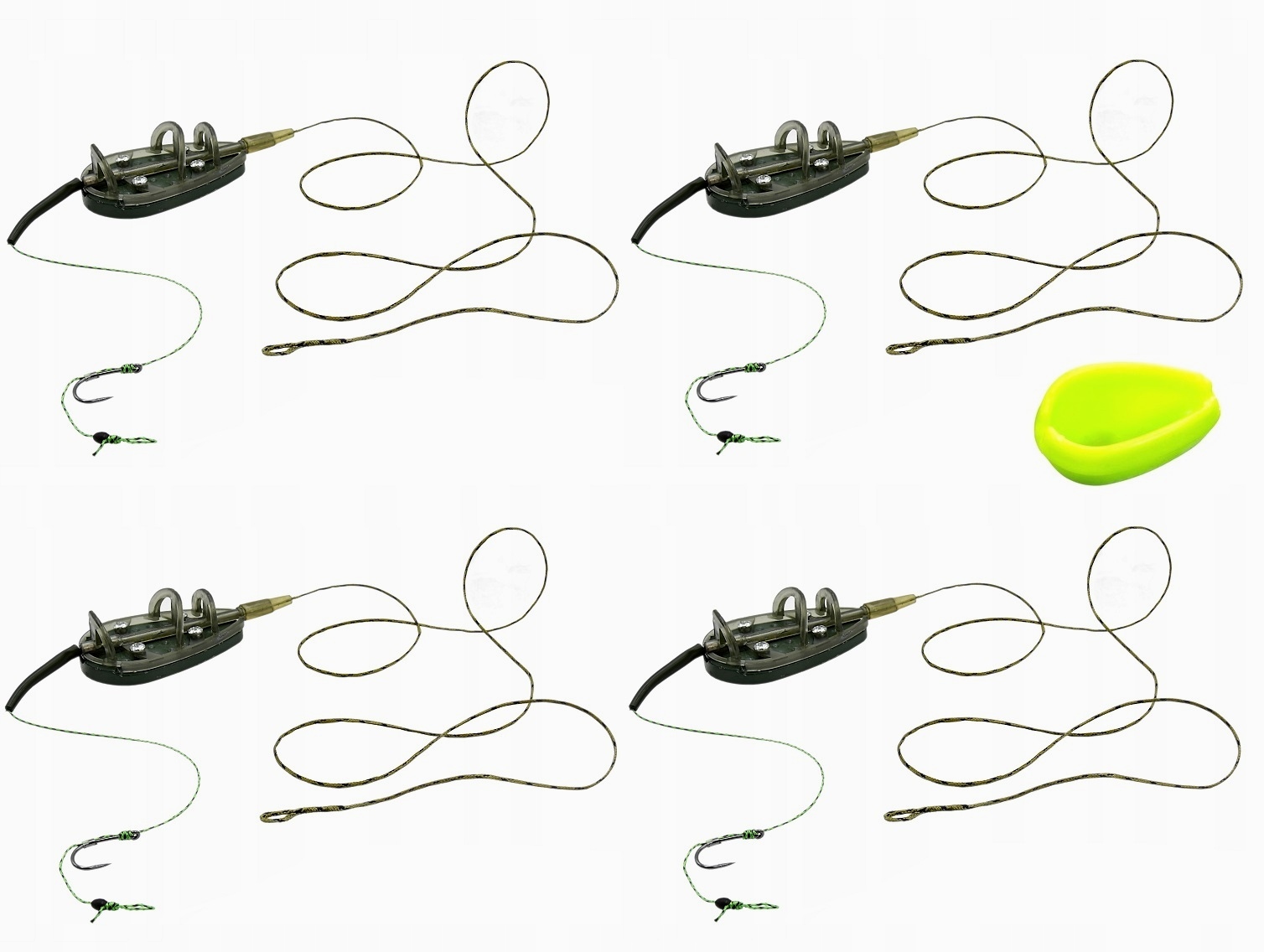 ZESTAW 4x GOTOWY UZBROJONY KOSZYCZEK KOSZYKI METHOD FEEDER 30g HAK 6+ FORMA