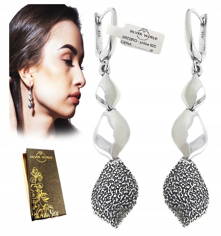 Stříbrné Náušnice 925 Závěsné Kapky Dámské Slzy Angličtina Stříbro 925 Pouzdro