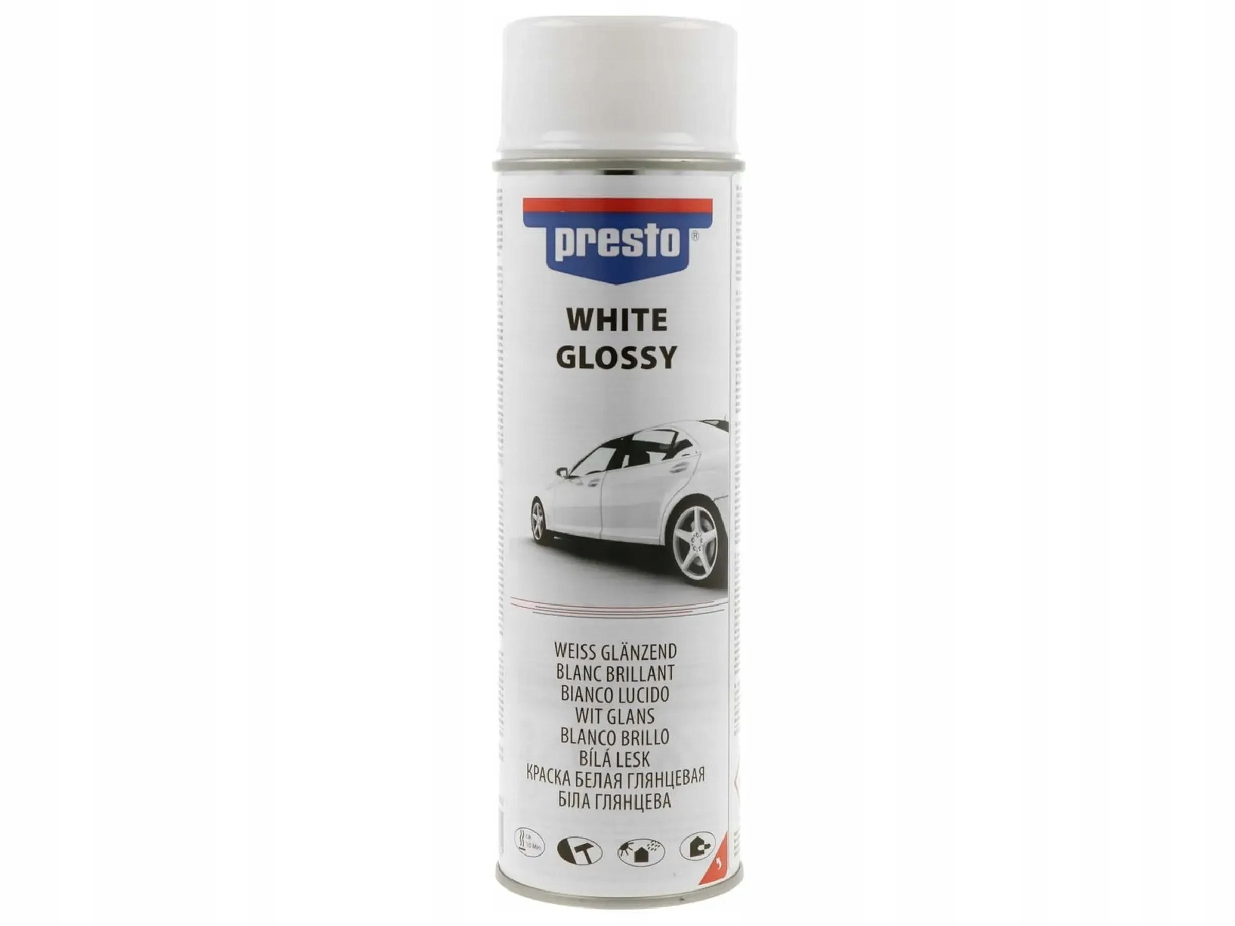 Presto Farba Lakier Akrylowy Biały Połysk Spray Akryl 500ML