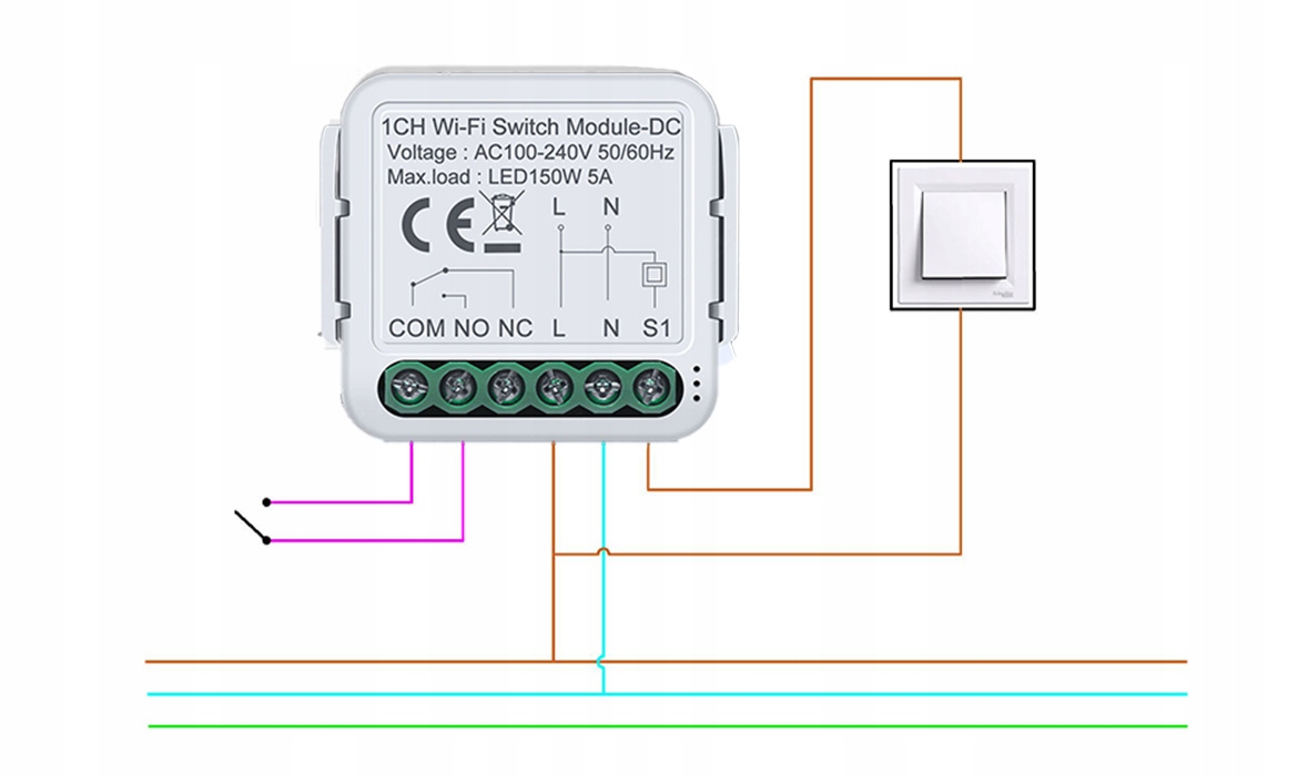 OXT DOPUSZKOWY PRZEKAŹNIK BEZNAPIĘCIOWY NC NO WIFI TUYA BRAMA PIEC 240V Kod producenta beznapięciowy WiFi TUYA