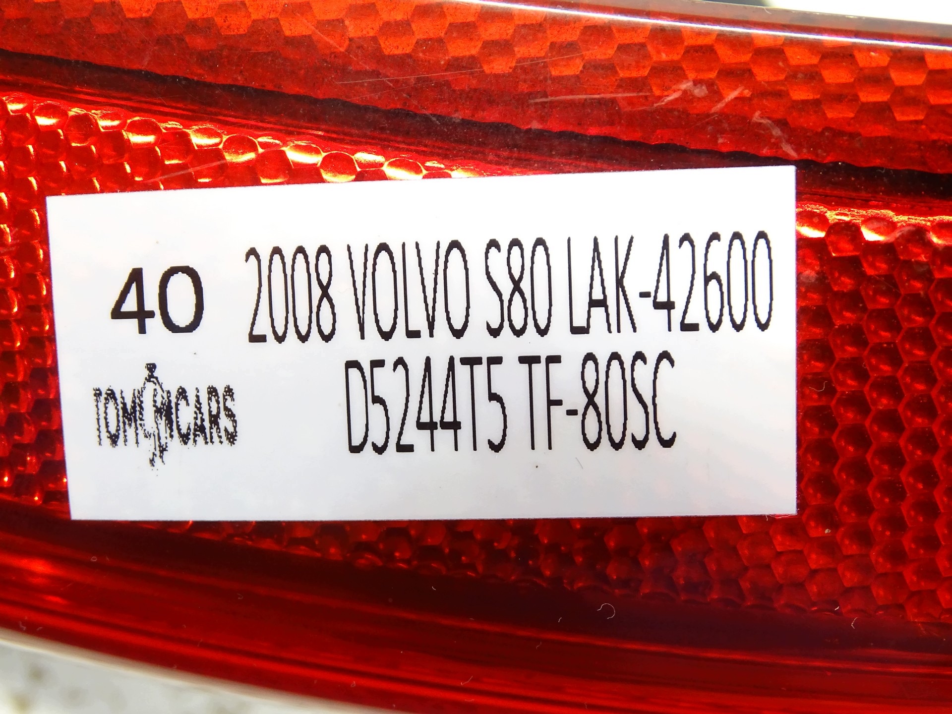 light left rear part rear VOLVO S80