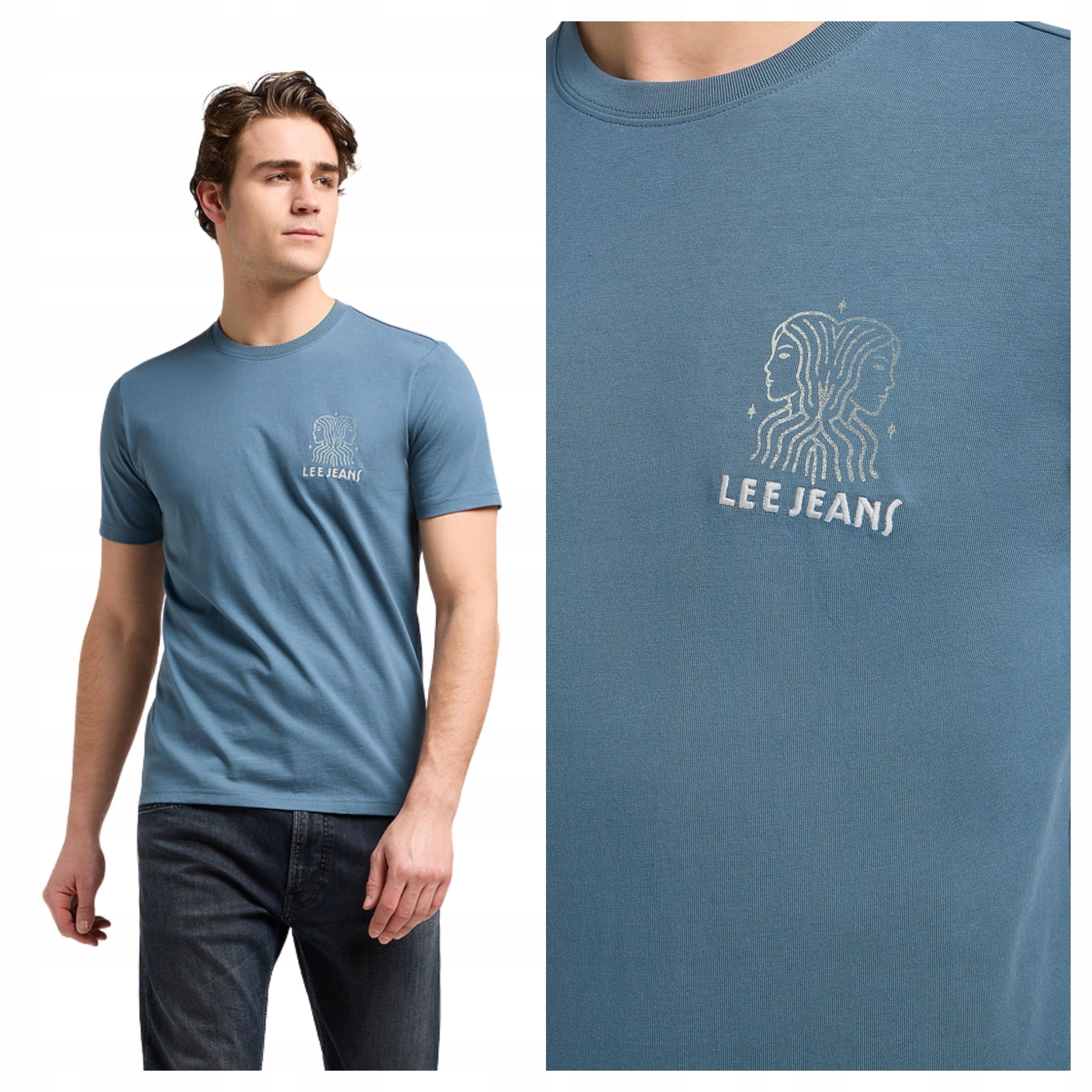 Tričko Pánské Lee Ss Elevated Ess Logo Tee Modrá Vintage M