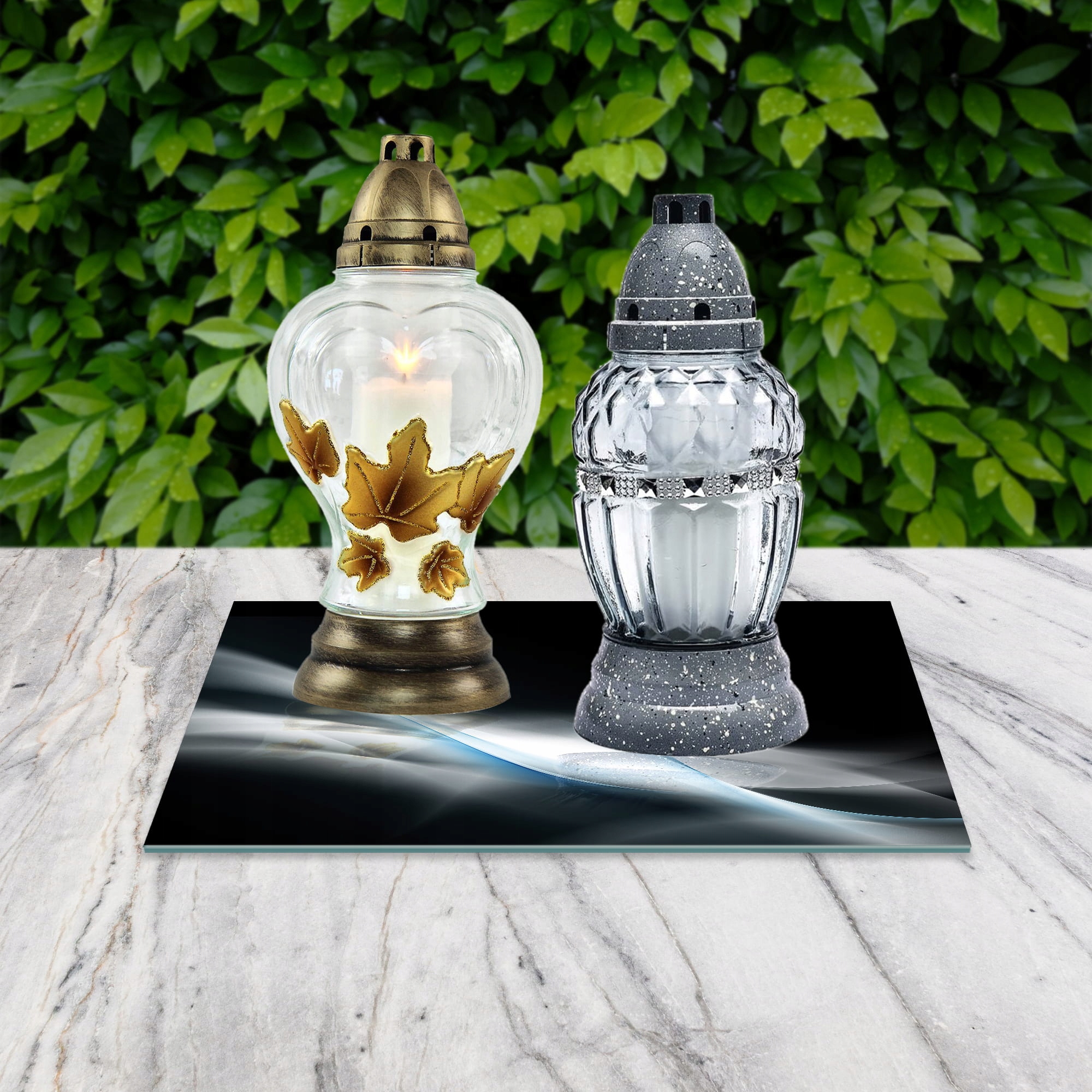 SZKLANA PODSTAWKA POD ZNICZE 35x35cm Popiel 125g Marka inna