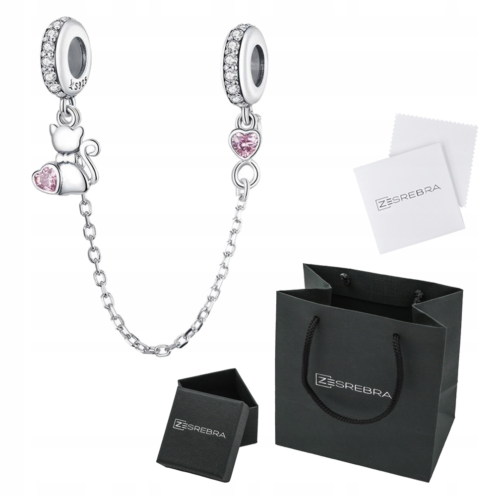 

Charms Łańcuszek Kot Zabezpieczenie srebro 925