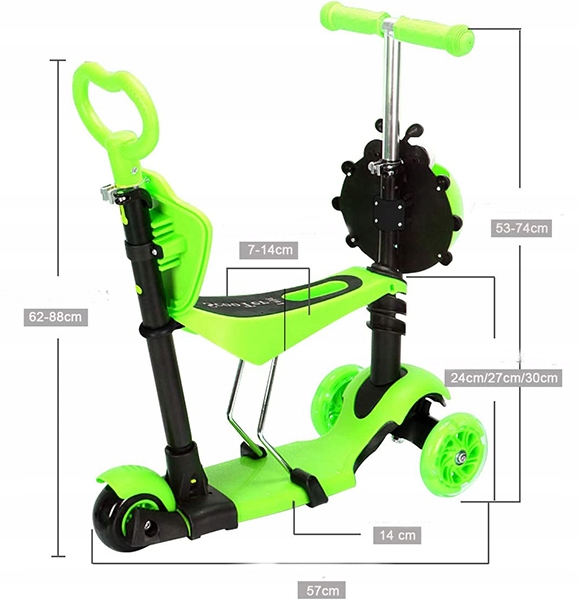 HULAJNOGA TRÓJKOŁOWA BALANSOWA DLA DZIECI PCHACZ Koła Kauczukowe