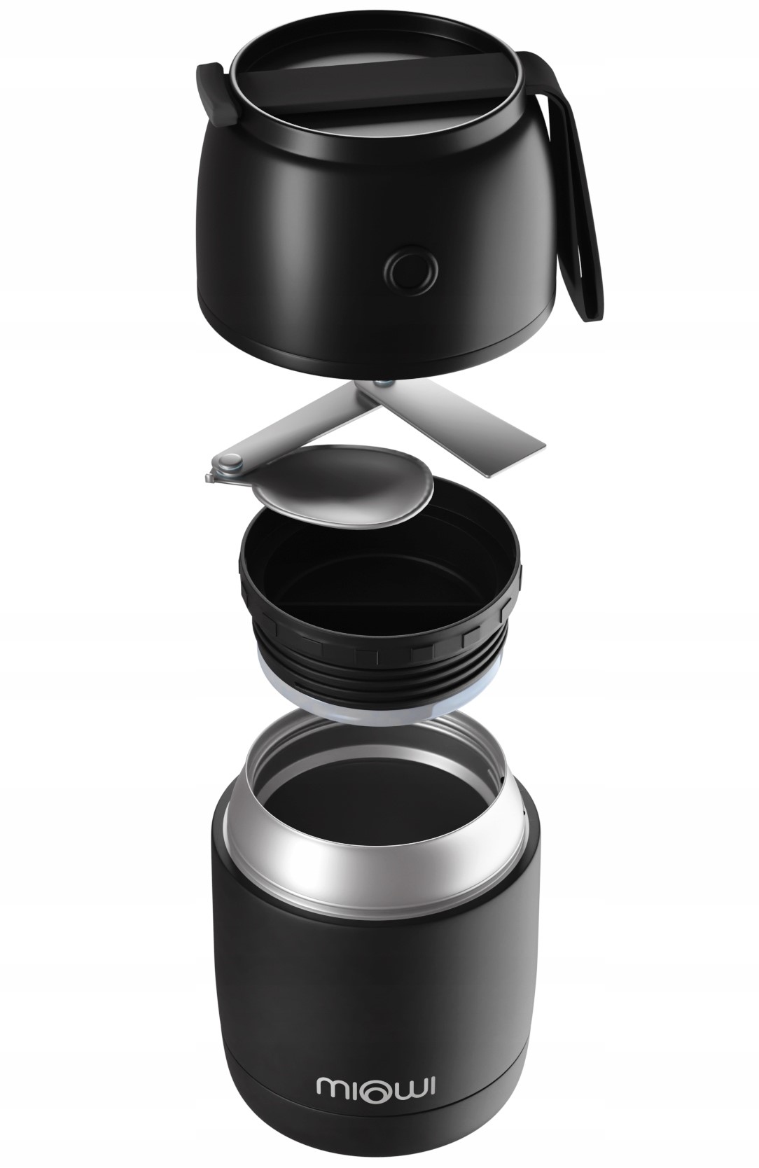 Termos obiadowy na zupę żywność Stalowy Miowi 450 ml Łyżka Czarny Marka inna marka