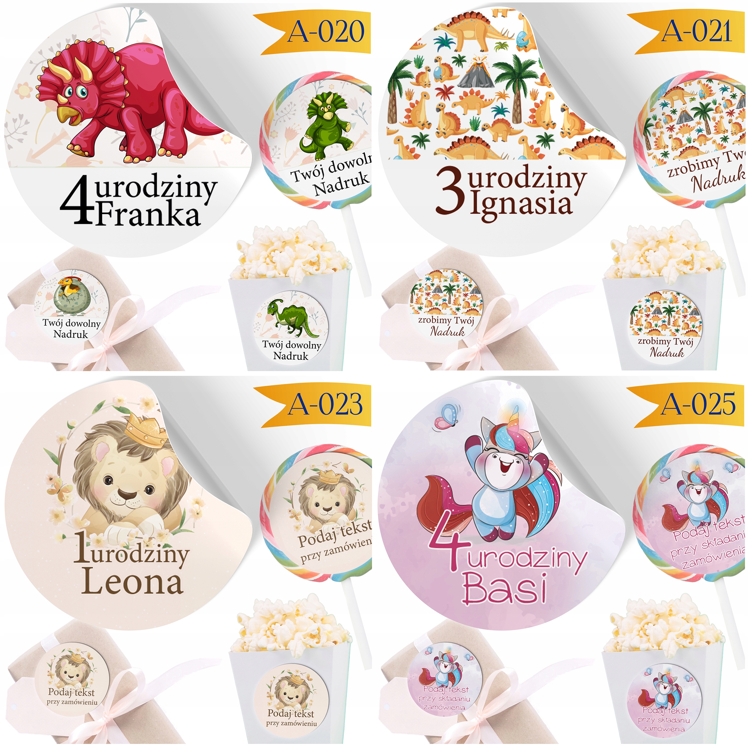 TOREBKI + NAKLEJKI NA CUKIERKI PREZENT URODZINY DZIECI PRZEDSZKOLA - 24 SZT Szerokość produktu 10 cm