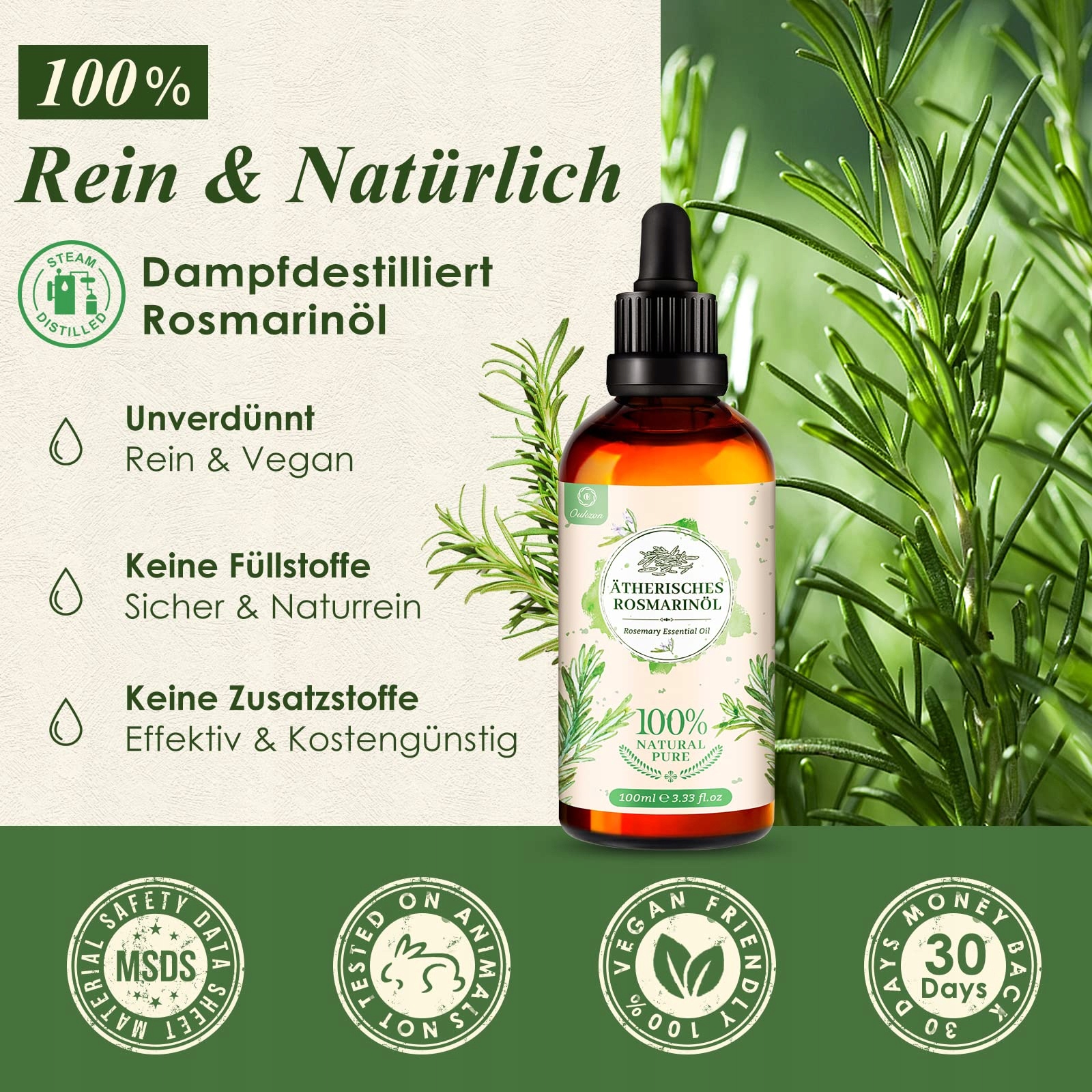 NATURALIS Olejek Rozmarynowy 100ml Przeciw Wypadaniu Włosów — miniatura 2