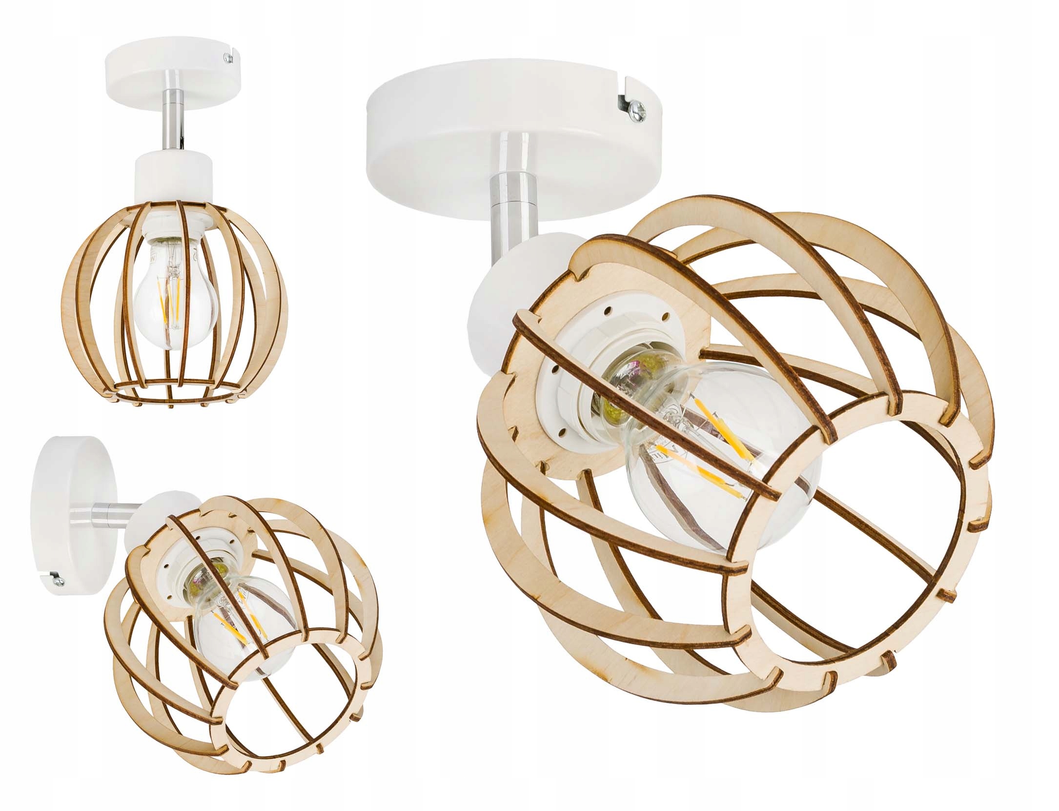 

Lampa Kinkiet E27 żyrandol regulowany loft Drewno