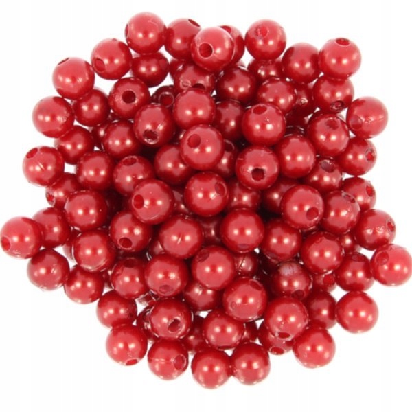 Korálky Perly Akrylové perly na zdobení šperků červená 8mm 500g