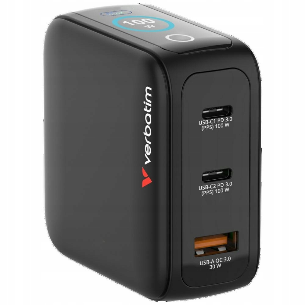 Sieťová nabíjačka Verbatim Mini GaN 100W 2x Usb-c Pd Usb-a Qc Eu/uk/usa