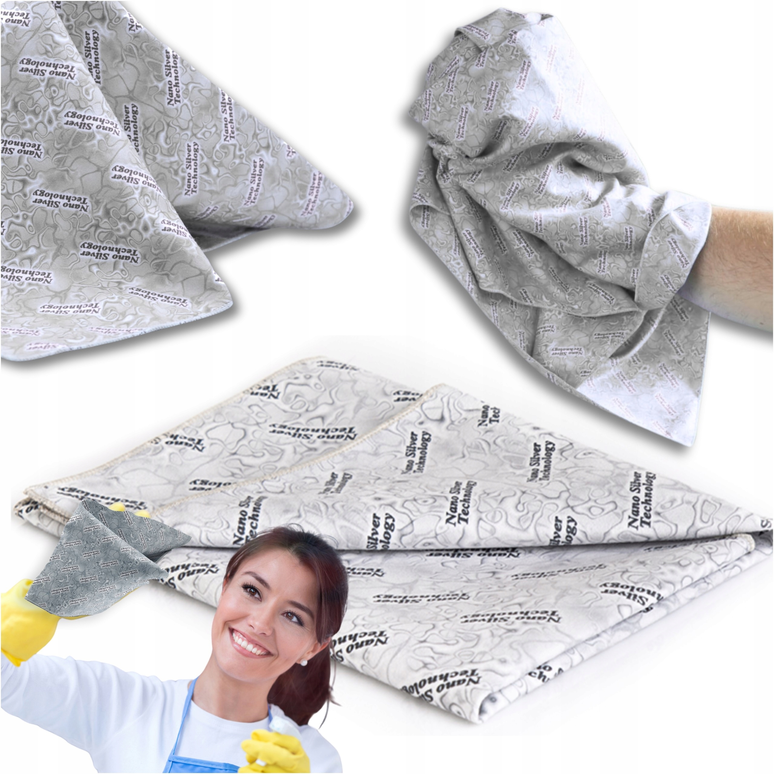 Čistič Utěrka Sunbeam Raypath Šedá L 38x41 cm s nanostříbrem do kuchyně