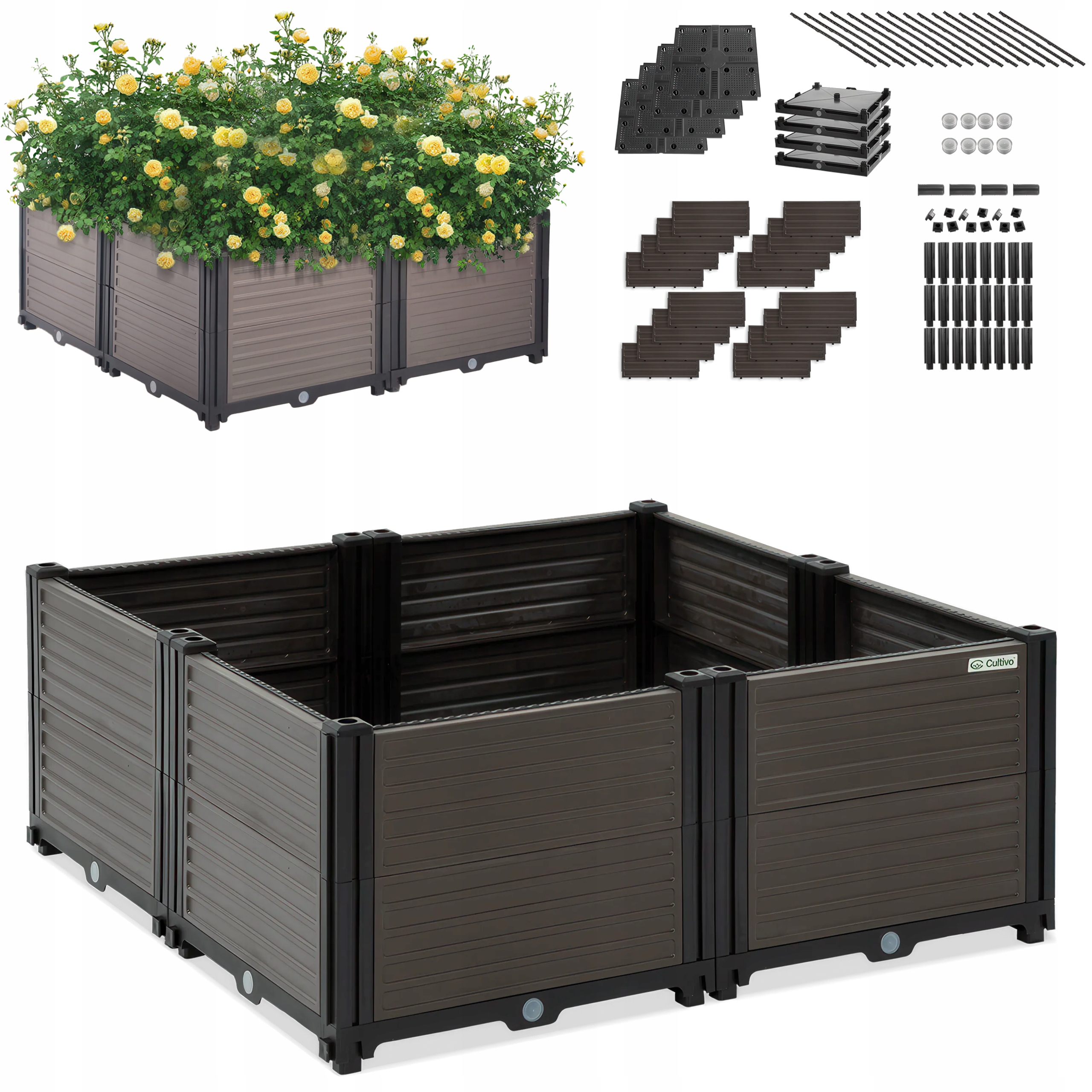 Zeleninový Záhon Pěstební truhla na balkon Zelenina Květiny 82x82 cm Cultivo