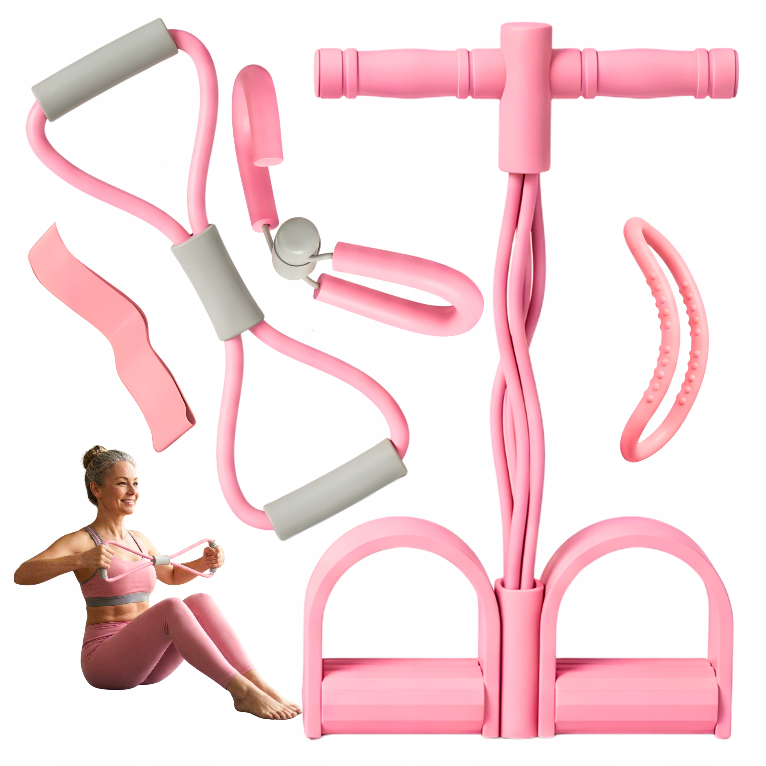 Expandér a odporová guma na cvičení na hýždě fitness s úchyty na stehna