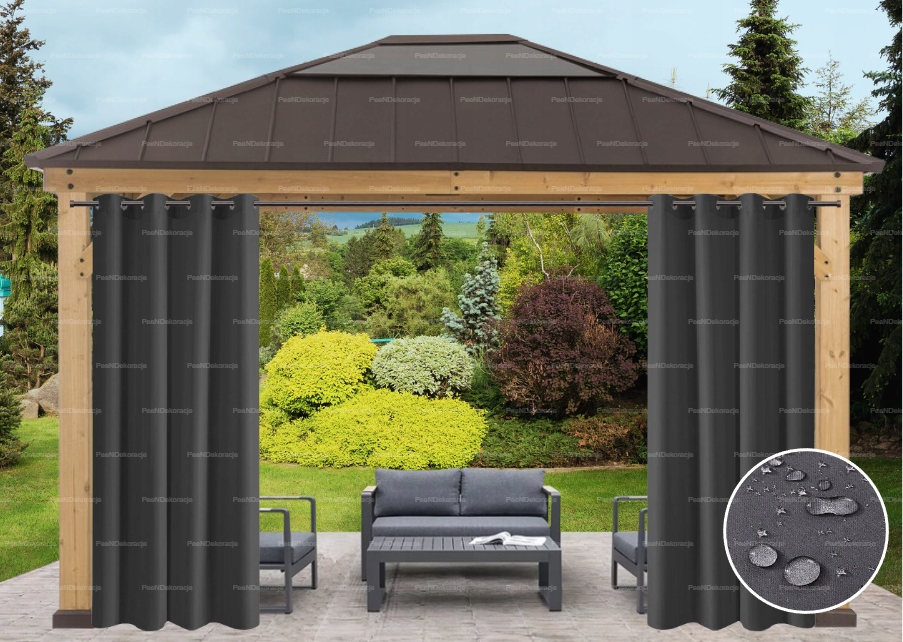 ZASŁONY WODOODPORNE 155x180 DO PERGOLI ALTANY Długość 1.8 m