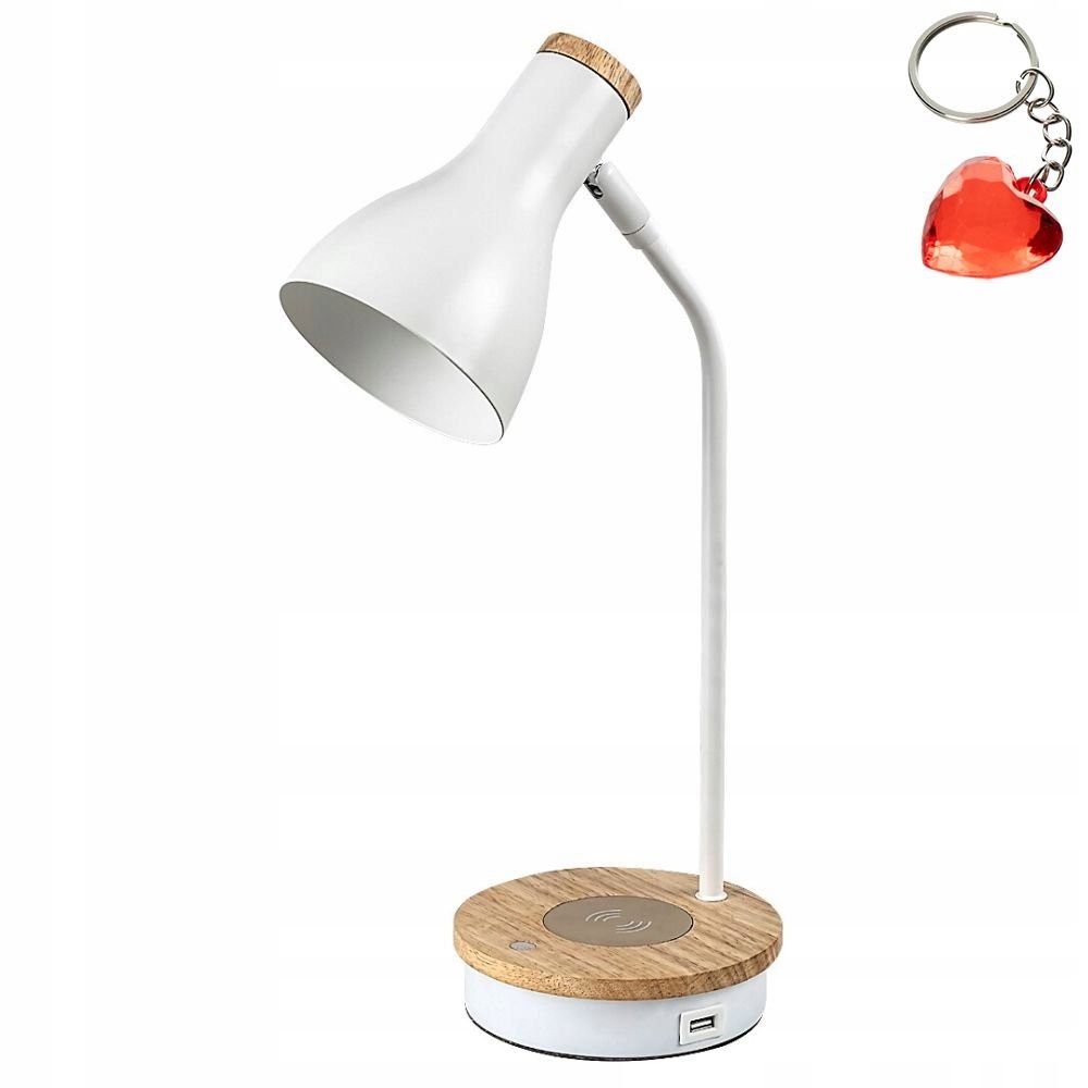 Stolová lampa s indukčnou nabíjačkou a Usb E14 biela Mosley 74001 Rabalux