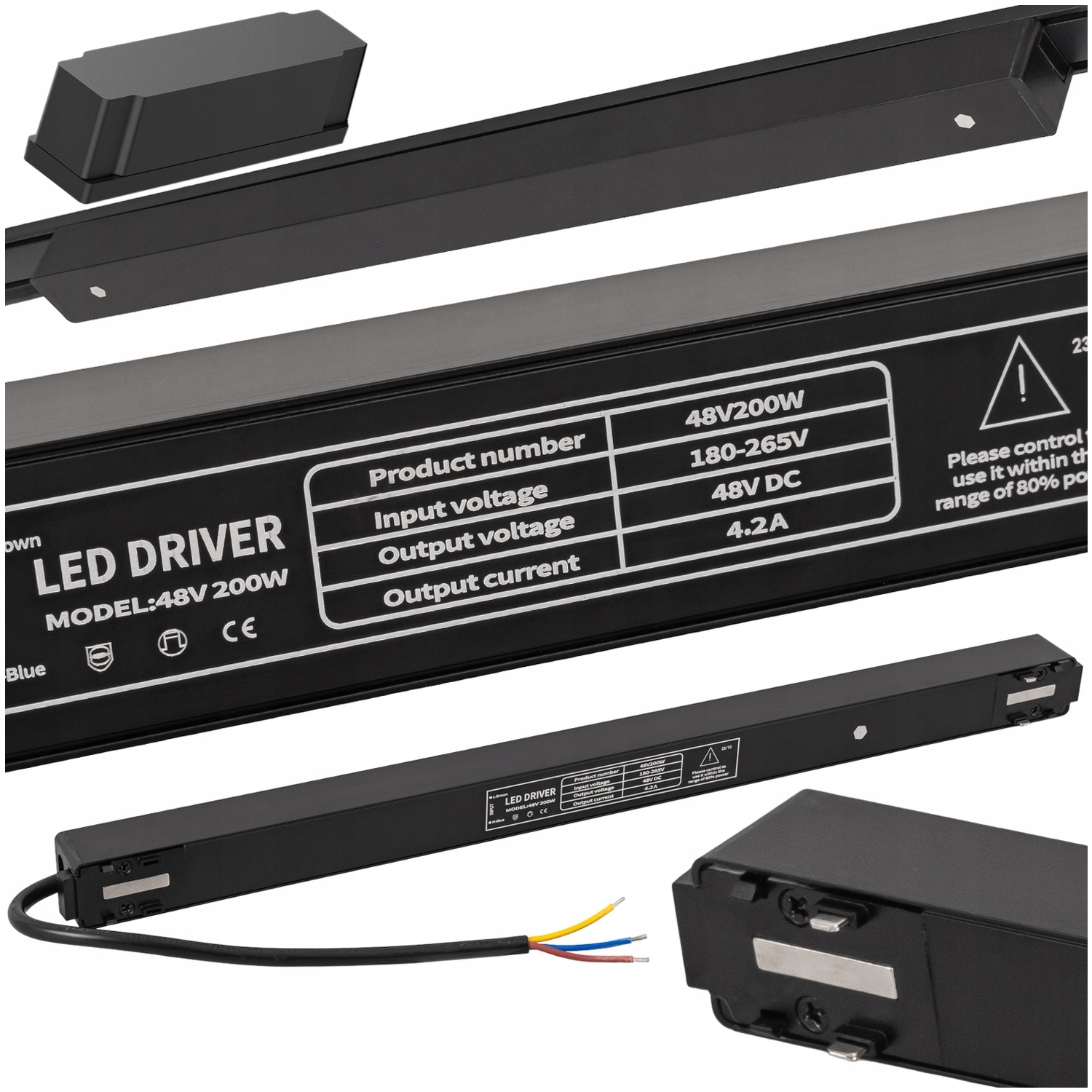 Napájací zdroj pre magnetický kábel 200 W na magnetickú lištu Čierny