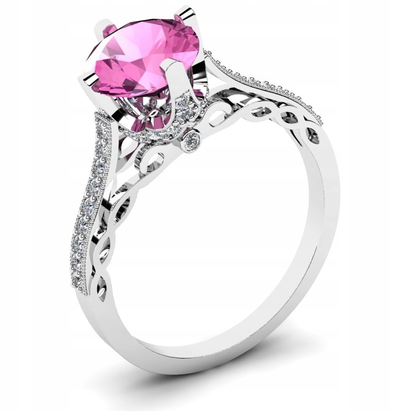 

Pierścionek Z Białego Złota Z Różową Cyrkonią