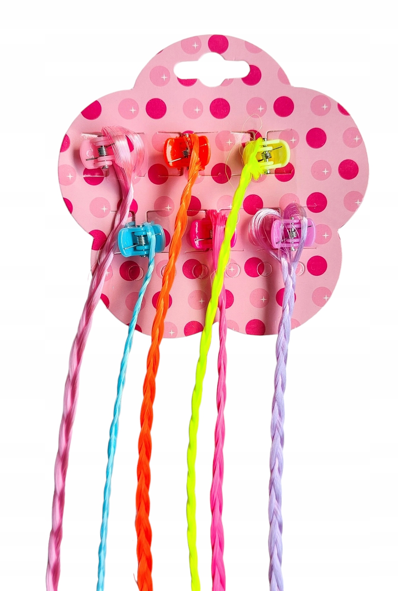 SPINKI DO WŁOSÓW ŻABKI Z WŁOSAMI WARKOCZ WARKOCZYKI KOLOROWE 6 SZT Marka bez marki