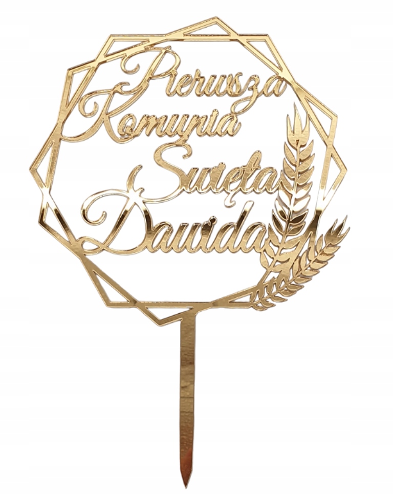 

Topper na komunię z imieniem Komunia Święta złoty