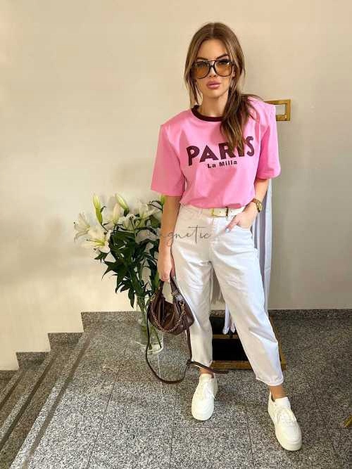 M.sara Dámské džíny Mom Fit Bílé s páskem, velikost M