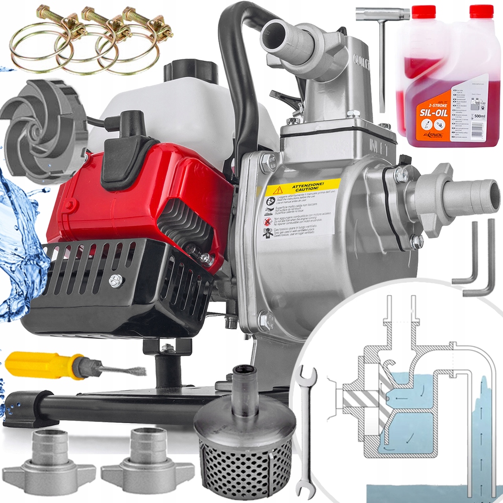 Pompa spalinowa Szybki Zasys do wody motopompa 1 cal olej 5,2km 18 000l/H
