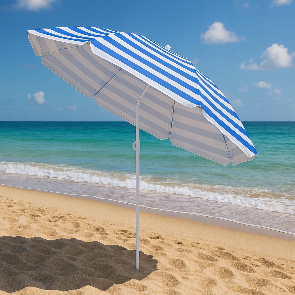 Parasol plażowy ogrodowy składany na balkon 180cm Niebieskie paski — 20