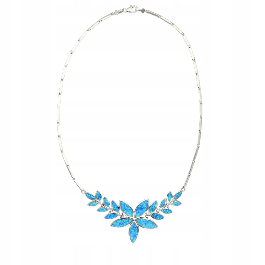 Efektní náhrdelník s modrým opálovým květem