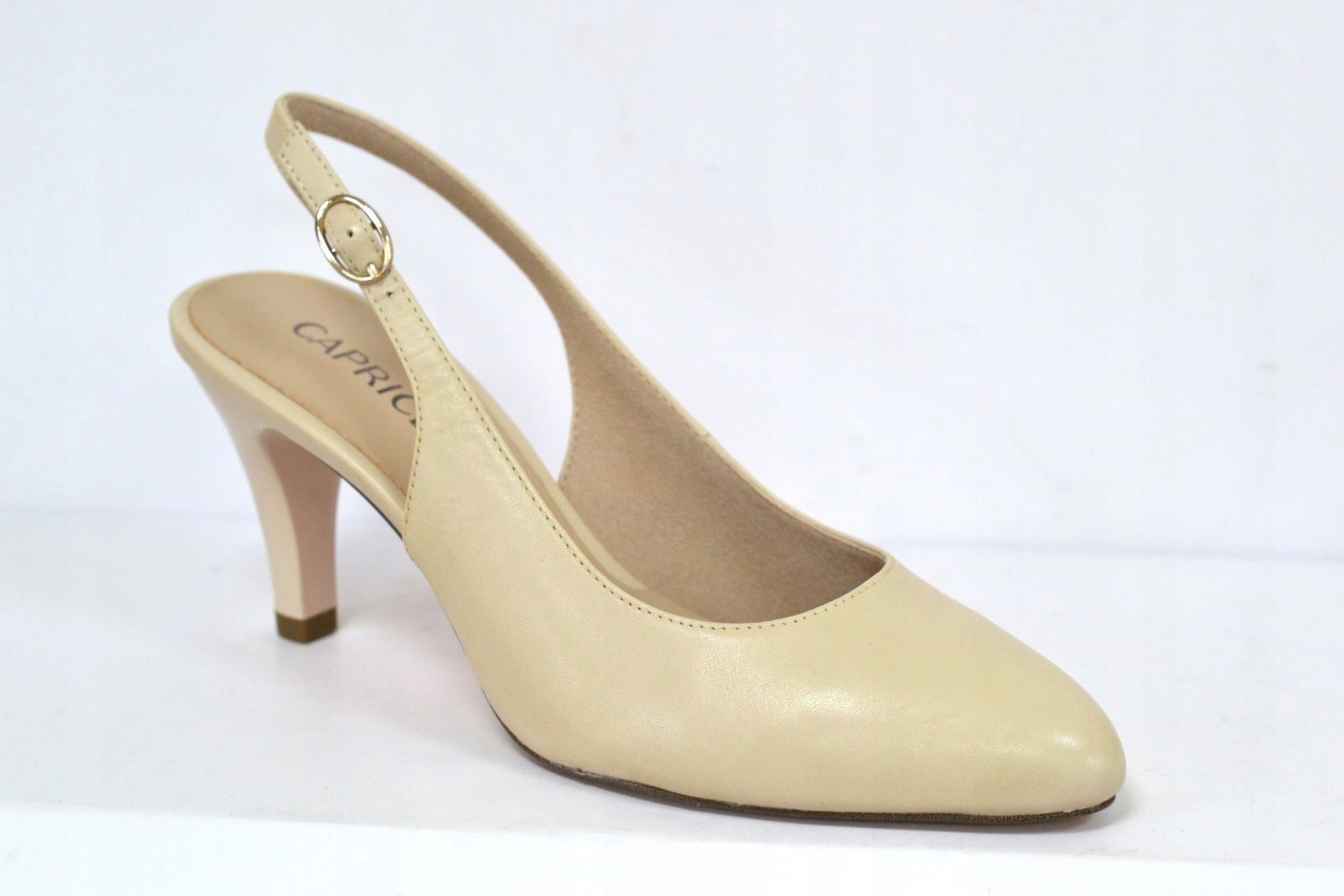 Caprice 29606-42 Lodičky Ecru Podpatky Bez Paty Vel. 37,5