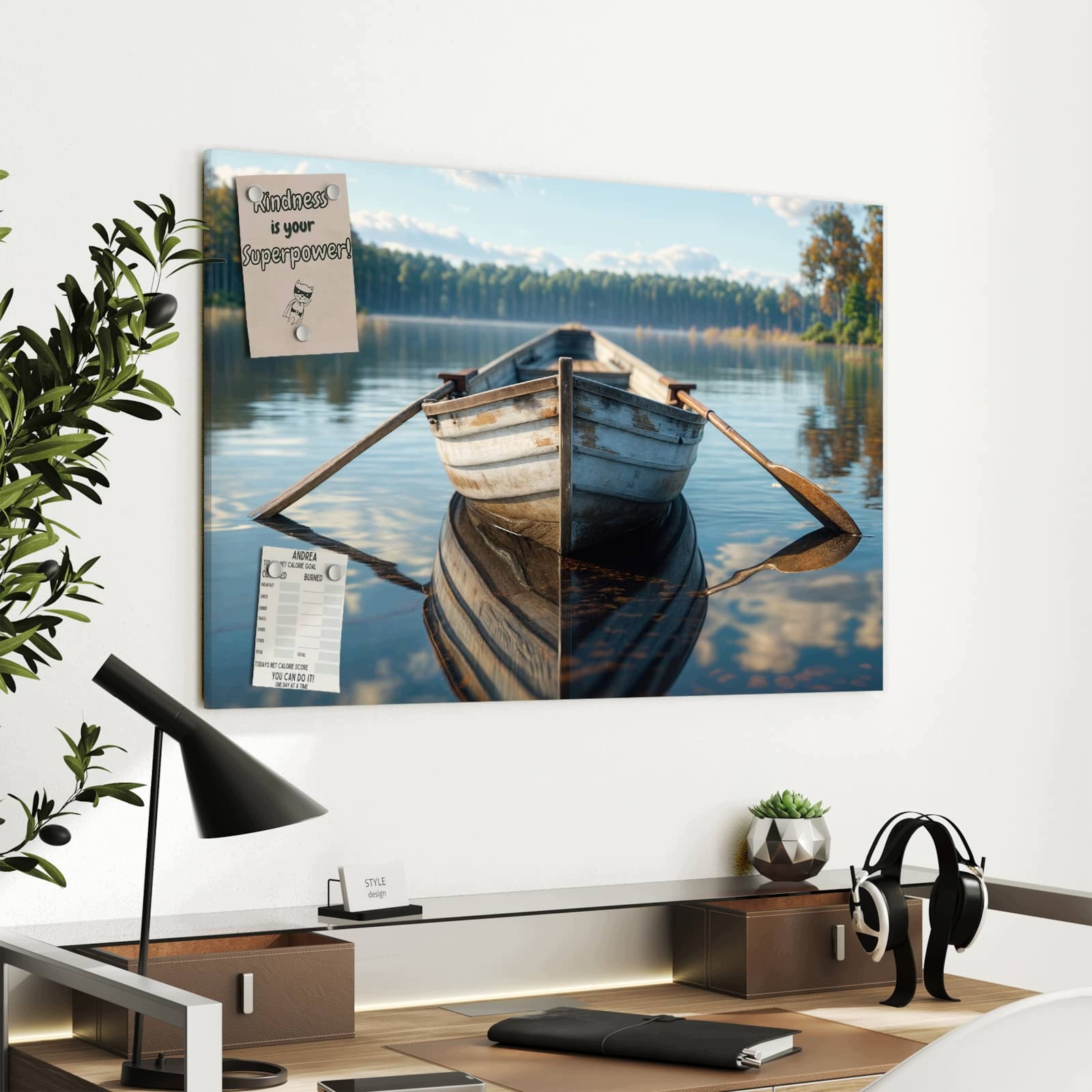 Magnetická tabule Loďka Jezero 90 × 60 cm