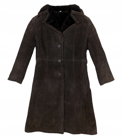 LEATHER kozuch skórzany damski długi 40/42