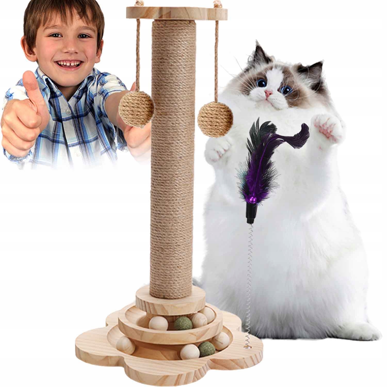 Levně Škrabadlo Pro Kočky Hračka Sloupek Na Škrábání Míčku Koťátka 44.5 CM