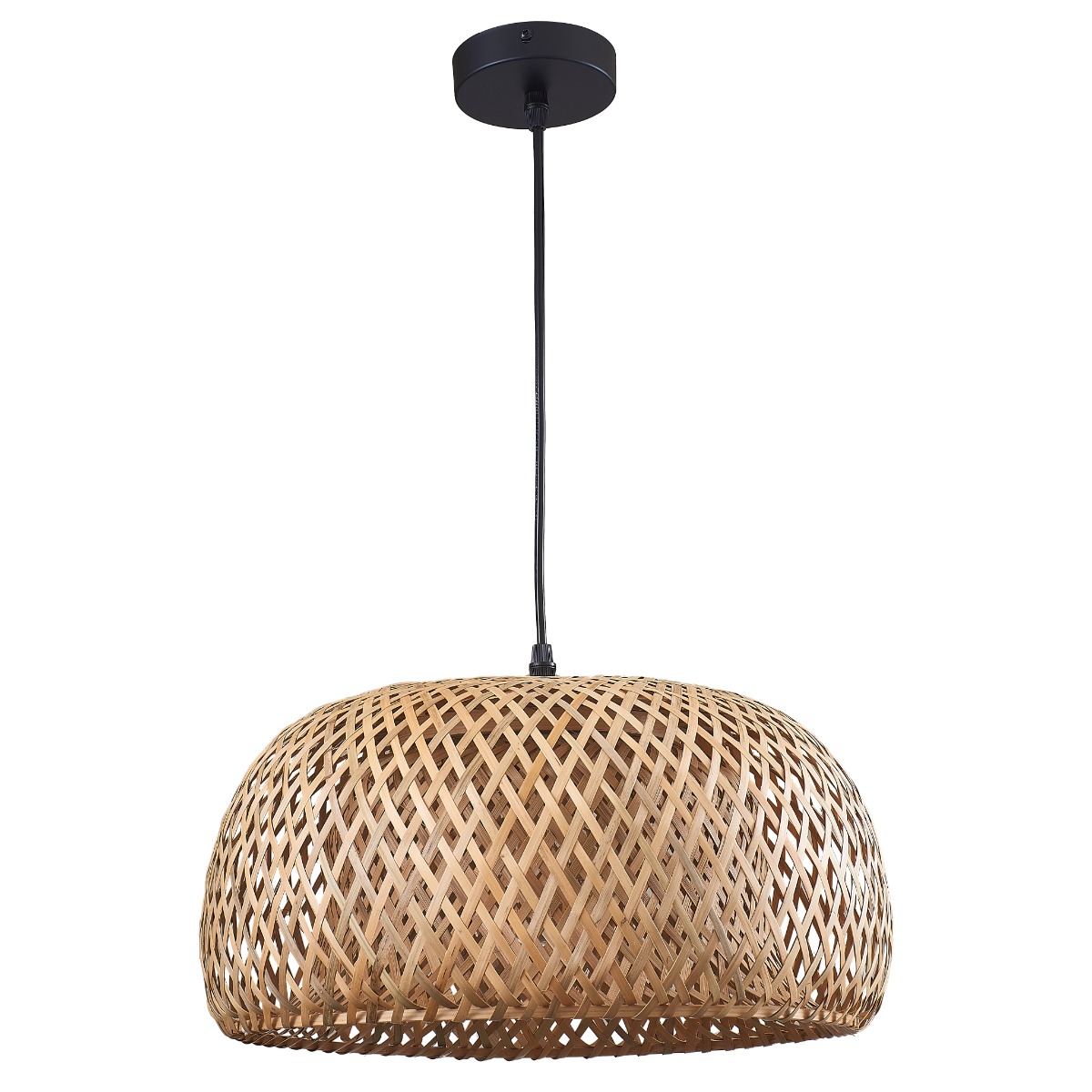 Závesná lampa boho Polux Korfu Ø38cm béžová bambus E27 max 20W