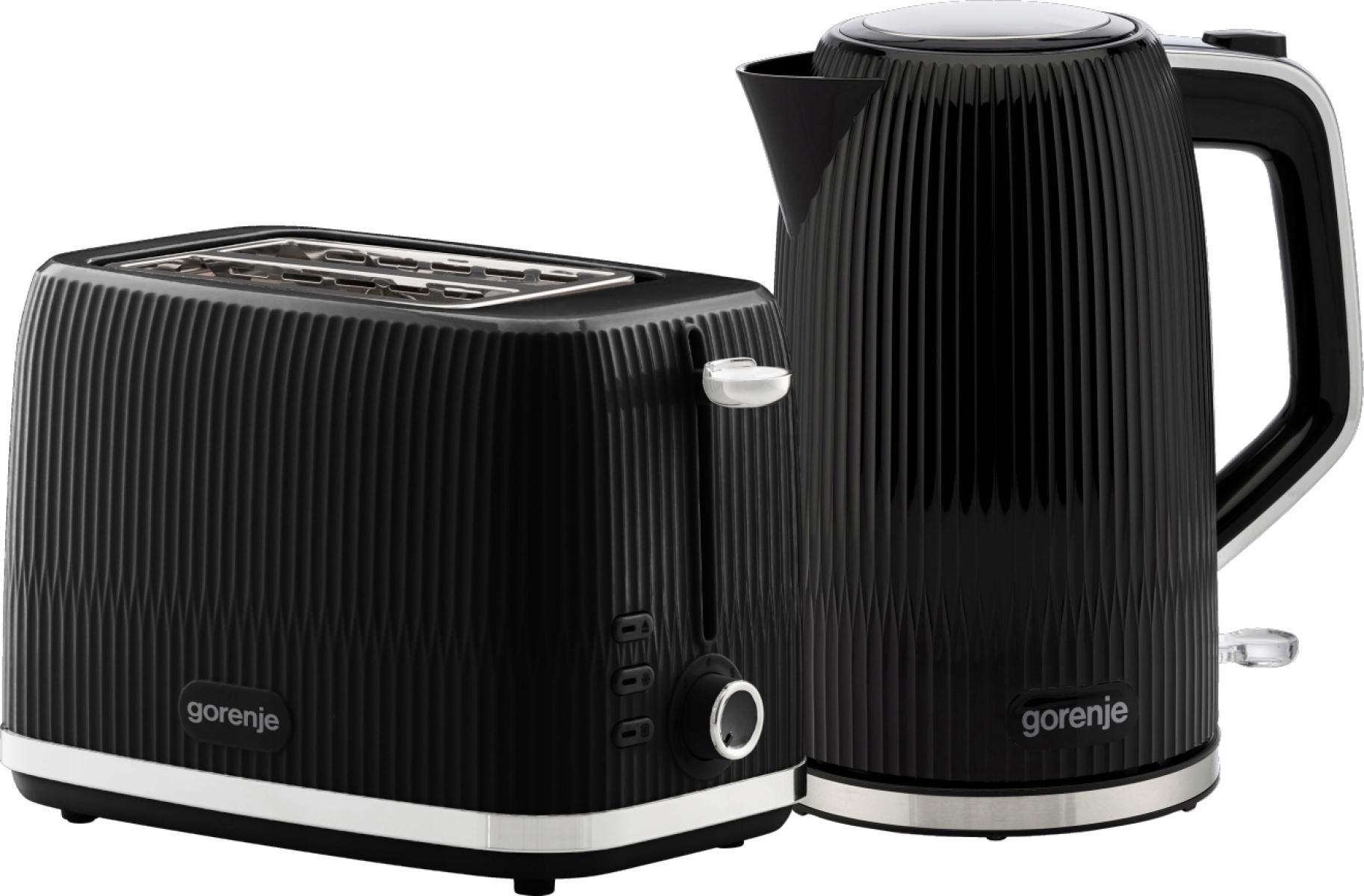 Zestaw Gorenje K17DPB T850DPB Czarny ryflowany komplet czajnik toster