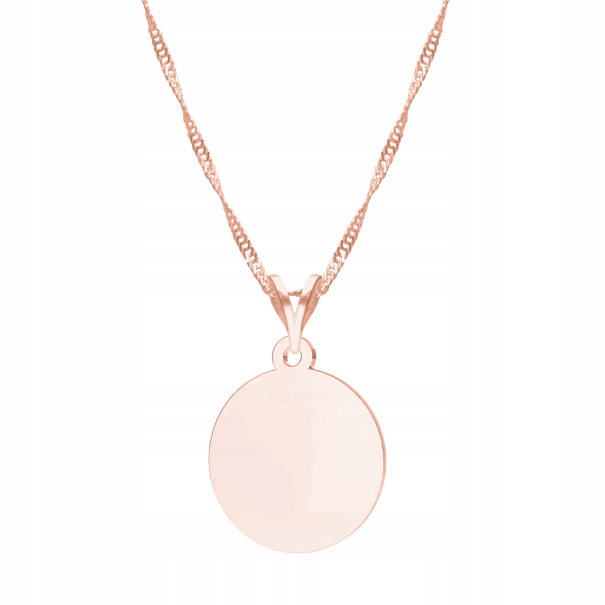 Růžový Dámský Náhrdelník Řetízek s Kroužkem a Visací Plíškou s925